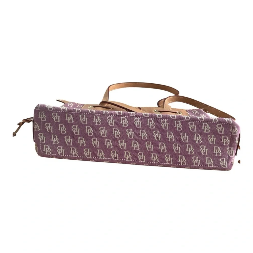 Dooney & Bourke Monogram Jacquard Plum Leather Shoulder Bag
